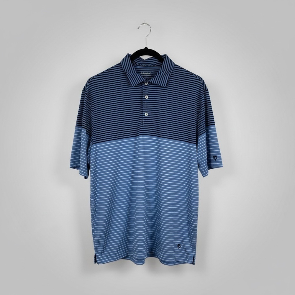 Daniel Cremieux Navy and Light Blue Striped Polo Shirt